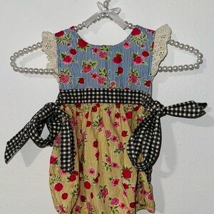 Mustard Pie Pink Floral Stripe Baby Dress